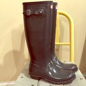 Tall gray Hunter boots